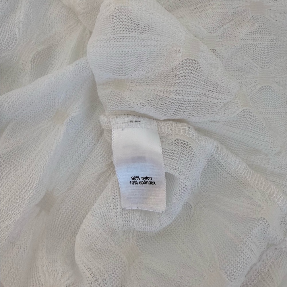 Maurices Argyle Sheer Mock Neck Top Solid White Long Sleeve Bridal Large Women’s - Picture 9 of 10
